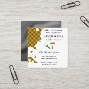 Carte De Visite Carré Masterpainter & motif de tableau de contrôle vert