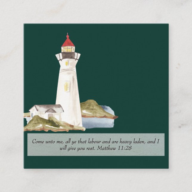 Carte De Visite Carré Matthieu 11:28 Phare (Devant)