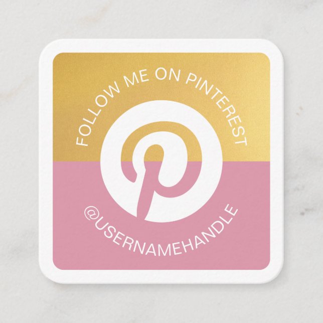 Carte De Visite Carré Médias sociaux modernes Pinterest Suivez-moi Photo (Devant)