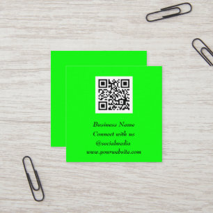 Carte De Visite Carré Médias sociaux QR Code scanner Fluorescent Vert