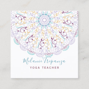 Carte De Visite Carré Méditation de yoga de Mandala, une douce floraiso