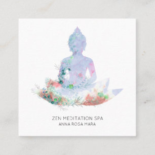 Carte De Visite Carré *~* Méditation du Bouddha de Lotus Fleurs QR AP33
