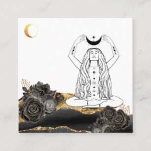 Carte De Visite Carré *~* Méditation Lune Luna Rose déesse Yoga Boho