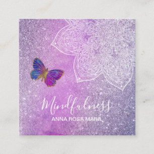Carte De Visite Carré *~* Méditation Yoga Reik Mandala Papillon