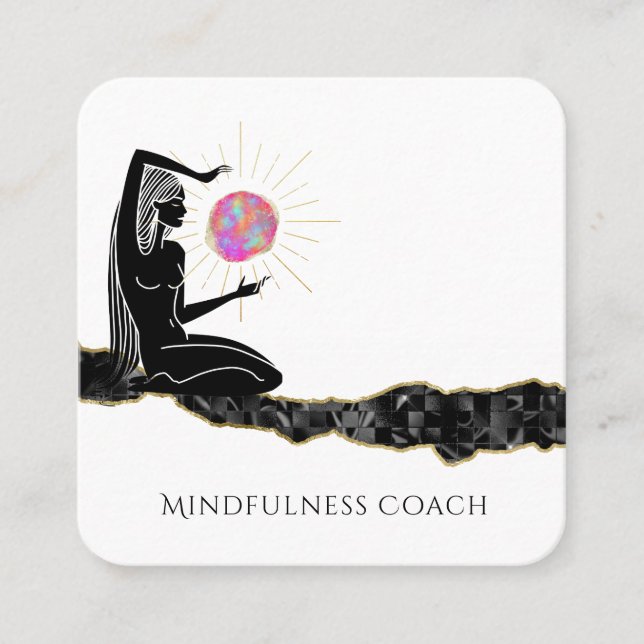 Carte De Visite Carré *~* Méditer rose Opal Moon QR code GODDESS (Devant)