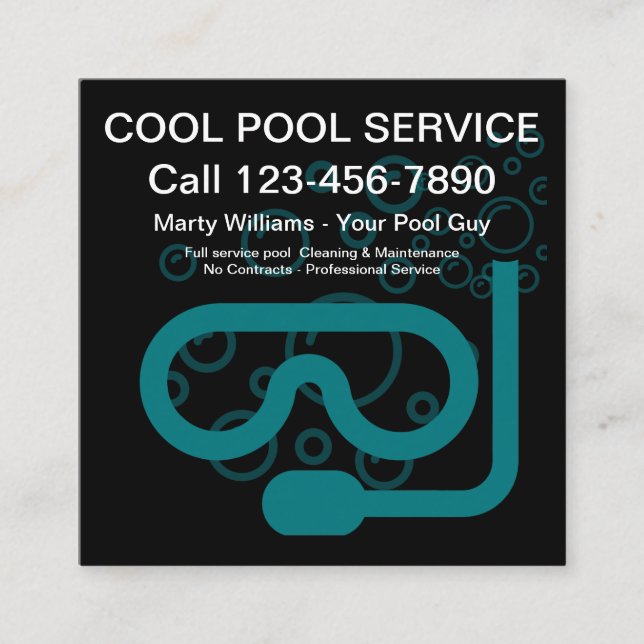Carte De Visite Carré Meilleur service de piscine moderne (Devant)