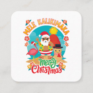 Carte De Visite Carré Mele Kalikimaka pour un joyeux Noël hawaïen