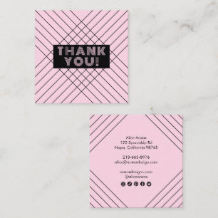 Carte De Visite Carré Merci de commande minimaliste Abstrait unique rose