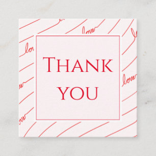 Carte De Visite Carré Merci Love Calligraphie Valentines Jour Romantique