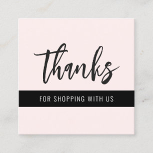 Carte de visite Carré Merci moderne rose rayé