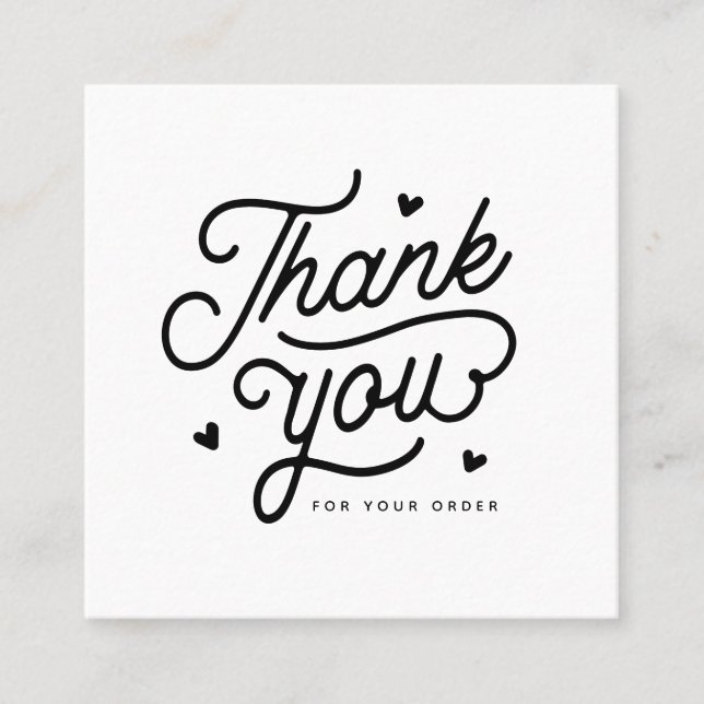 Carte De Visite Carré Merci Simple Pour Votre Code Qr De Commande (Devant)