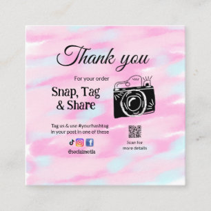 Carte De Visite Carré Merci snap tag partager caméra multimédia ajouter 