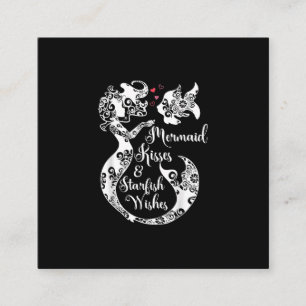 Carte De Visite Carré Mermaid Kisses Starfish Souhaite nager Mandala Mer