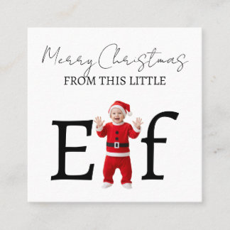 Carte De Visite Carré Merry Christmas Baby Elf Holiday Greeting Card