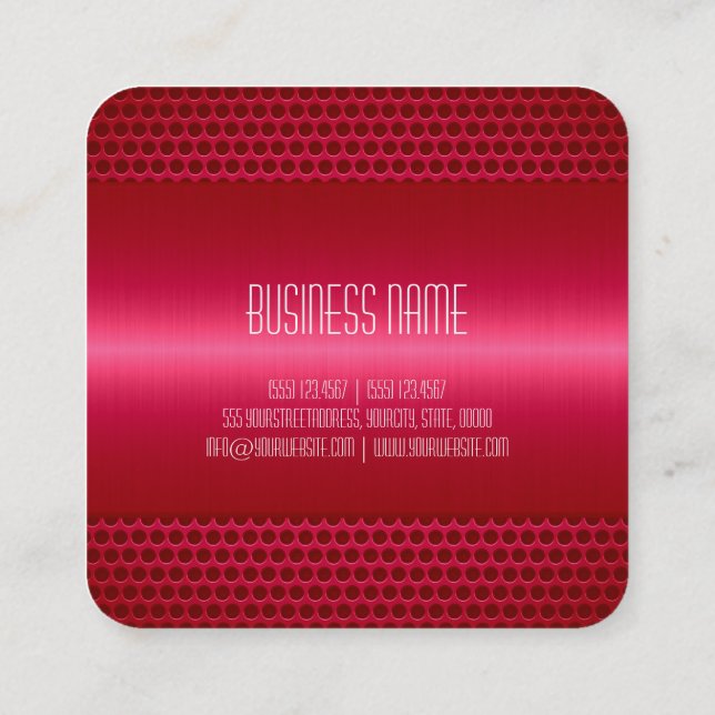 Carte De Visite Carré Métal en acier inoxydable rose chaud (Dos)