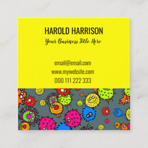 Carte De Visite Carré Microscopique Virus de la santé Bactérie Doodle 
