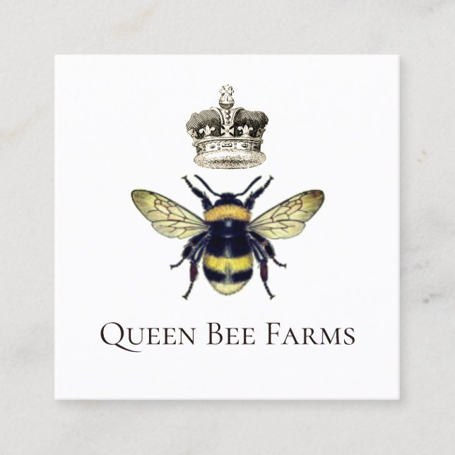 Carte De Visite Carré Miel Bee Crown Farm Apiary Beekeeper (Devant)