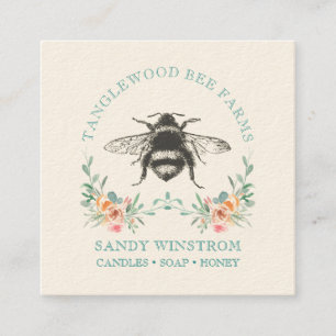 Carte De Visite Carré Miel tiré à la main Bee Apiary Produits de miel