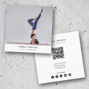 Carte De Visite Carré Mini instructeur de yoga Fitness QR Code