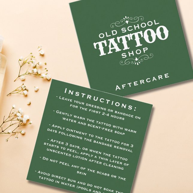 Carte De Visite Carré Minimal Gras Tattoo Artist Instructions (Minimal Bold Tattoo Artist Aftercare Instructions Square Business Card)