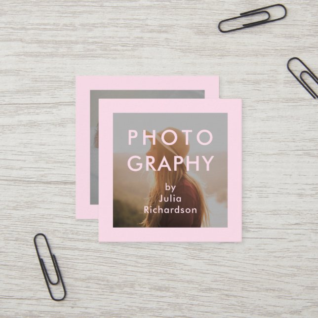Carte De Visite Carré Minimal rougissent | deux photos pour des (Devant/Arrière en situation)