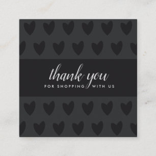 CARTE DE VISITE CARRÉ MINIMAL SIMPLE COEUR BLANC NOIR MERCI LOGO