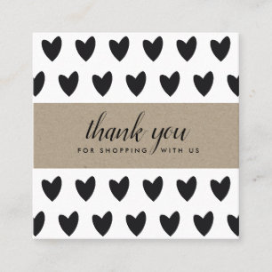 CARTE DE VISITE CARRÉ MINIMAL SIMPLE COEUR NOIR DU COEUR DE MERCI LOGO