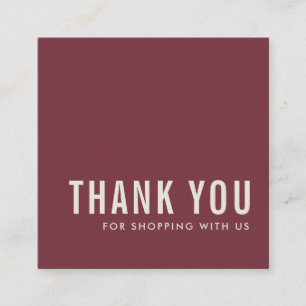 CARTE DE VISITE CARRÉ MINIMAL SIMPLE ÉLÉGANT BURGUNDY MAROON MERCI