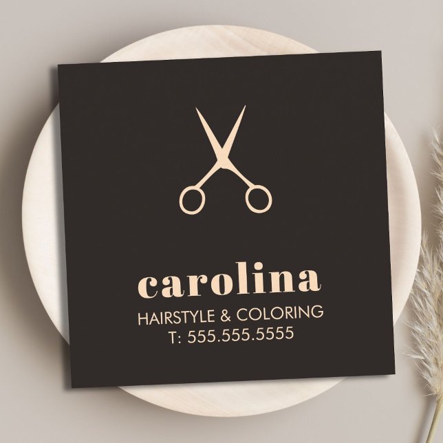 Carte De Visite Carré Minimalist Black Pastel Scissors HairStylist (Créateur téléchargé)