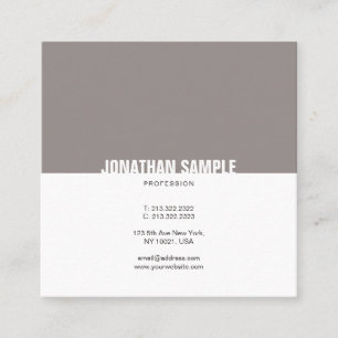 Carte De Visite Carré Minimaliste Brown Blanc Simple élégant Plaine tend