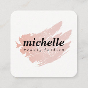 Carte De Visite Carré Minimaliste   Cursive ElegantPink brossé