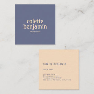 Carte De Visite Carré Minimaliste Moderne Bleu-Gris & Pêche Pâle