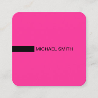 Carte De Visite Carré Minimaliste moderne élégant rose chaud et noir