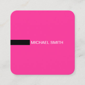 Carte De Visite Carré Minimaliste moderne élégant rose chaud et noir