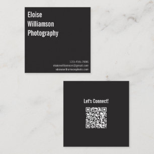 Carte De Visite Carré Minimaliste Moderne Noir et Blanc Code QR Gras