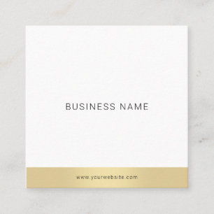 Carte De Visite Carré Minimaliste or blanc professionnel élégant Plain