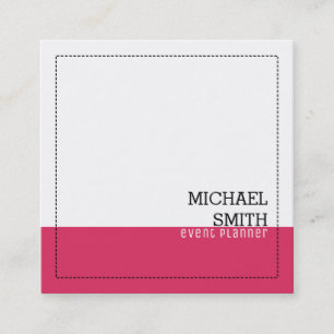 Carte De Visite Carré Minimaliste professionnel élégant blanc et cerise