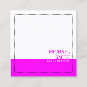 Carte De Visite Carré Minimaliste Professionnel Moderne Magenta Blanc