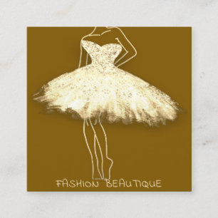 Carte De Visite Carré Mode Beauté Robe Or Corps Logo QR Code