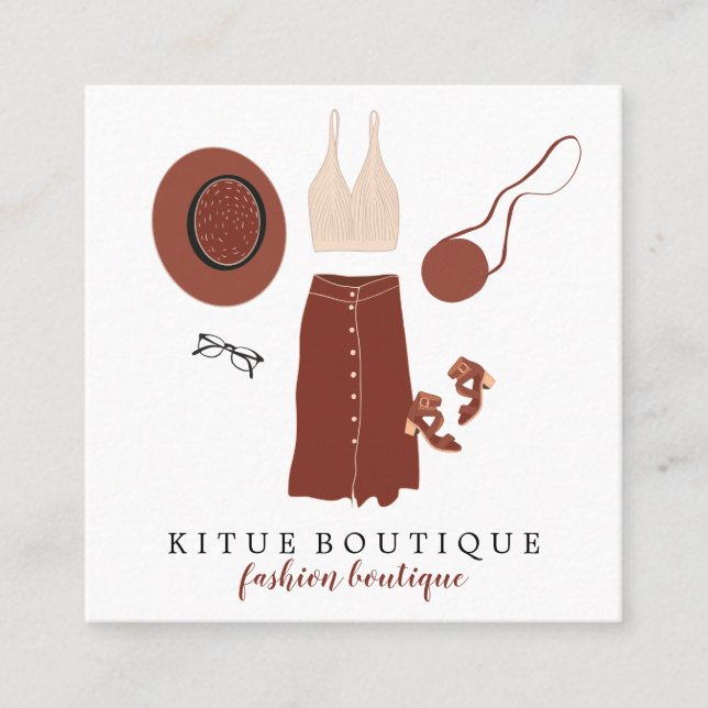 Carte De Visite Carré Mode Boutique Accessoires de vêtements personnalis (Devant)