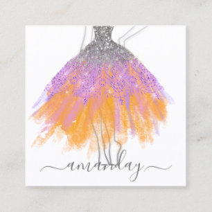 Carte De Visite Carré Mode Designer Gris Parties scintillant Logo de la 