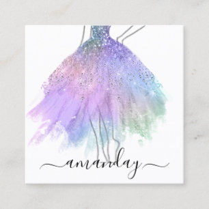 Carte De Visite Carré Mode Designer Parties scintillant Logo de robe QR
