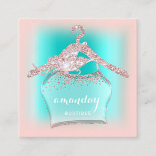 Carte De Visite Carré Mode Parties scintillant de diamant Rose à la men