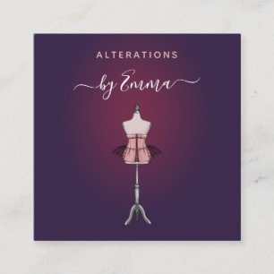 Carte De Visite Carré Mode Rose Gold Mannequin Bourgogne Mer