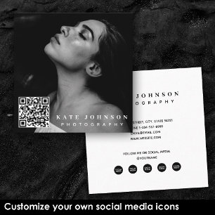 Carte De Visite Carré Modèle Business Photo QR Code Social Media Icons
