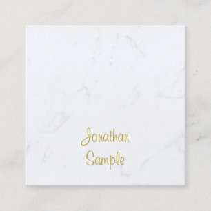 Carte De Visite Carré Modèle de luxe Marbre blanc moderne Gold Script