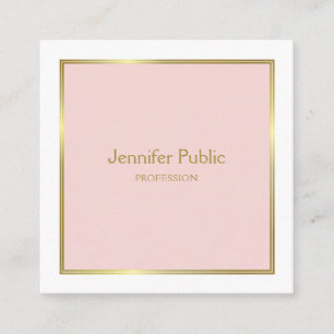 Carte De Visite Carré Modèle élégant moderne rose blanc blush or