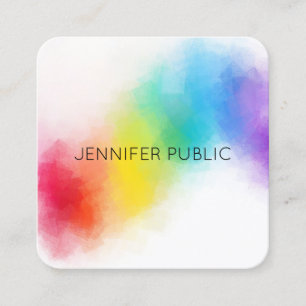 Carte De Visite Carré Modèle moderne élégant Abstrait Rainbow Colors