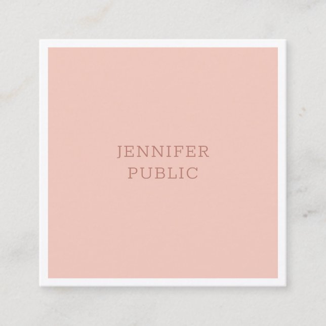 Carte De Visite Carré Modèle simple moderne élégant rose blush blanc (Devant)