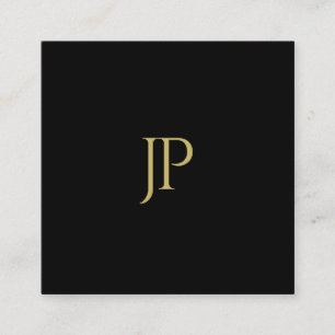 Carte De Visite Carré Modèle simple personnalisé Noir Monogramme initial